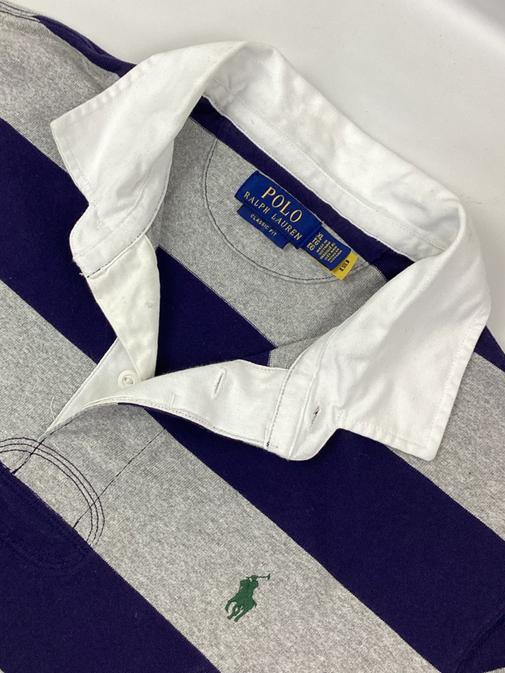 Polo Ralph Lauren Rugby Stripe Jersey in Grey and Navy. XL - Picture 3 of 6